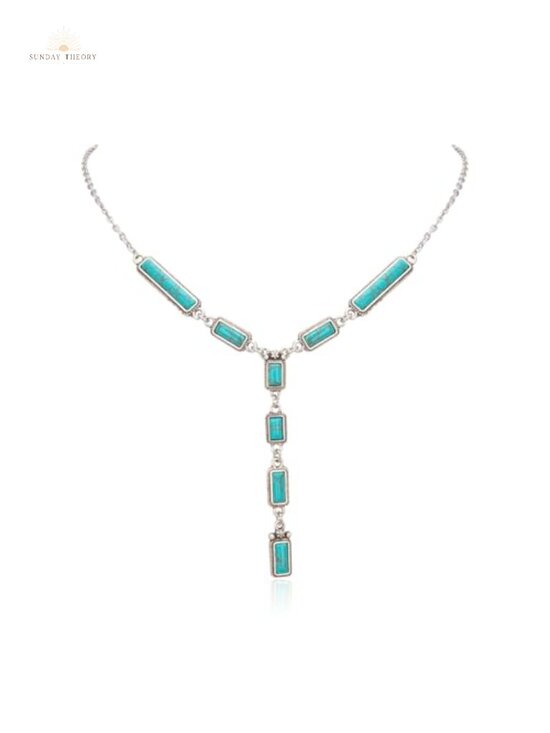 Jewelry - Vintage Oxidized Silver Turquoise Drop Pendant Necklace